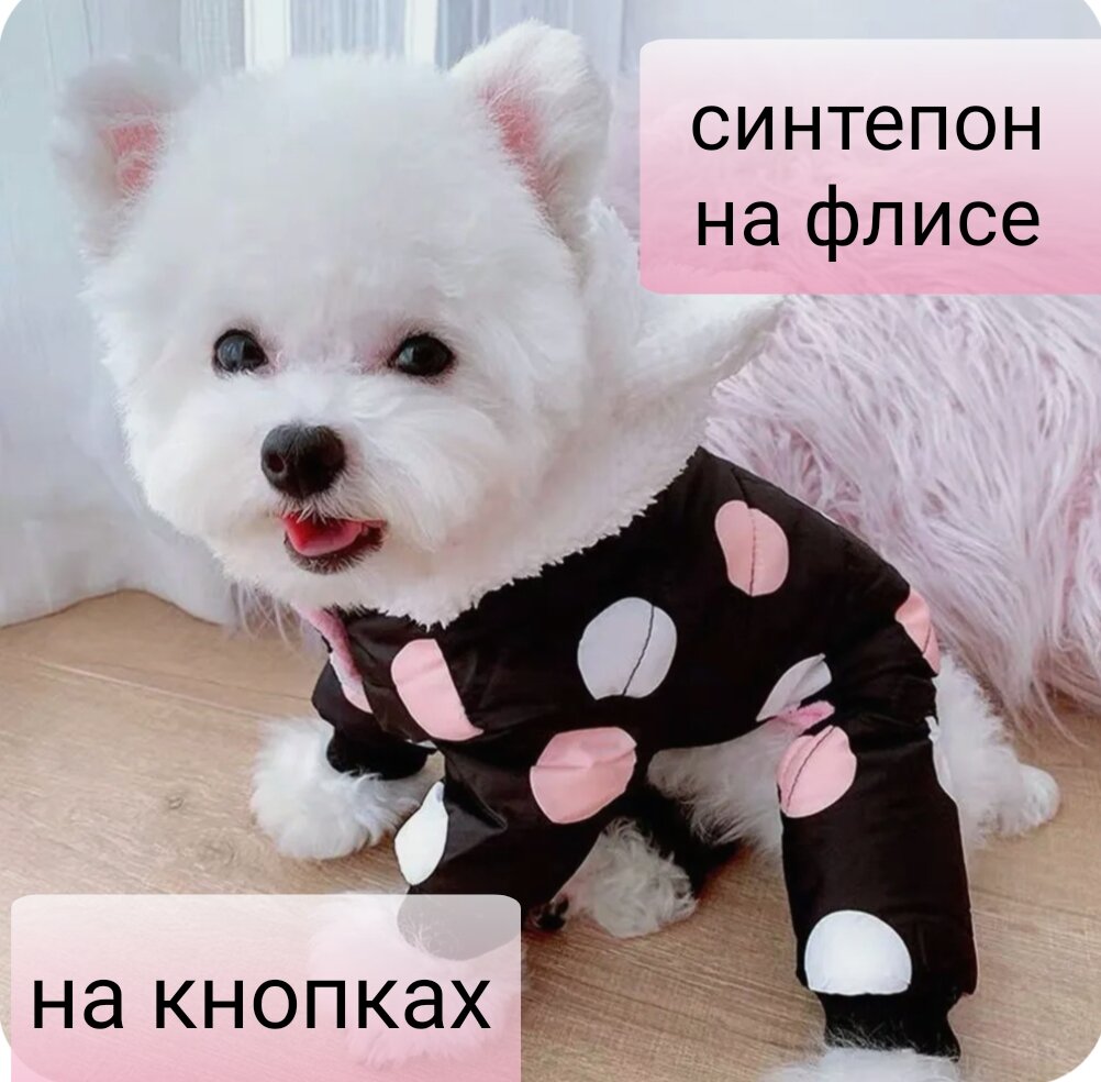 Теплый комбинезон для собак мелких пород, зимняя одежда для животных - фотография № 4