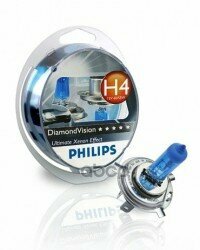 Лампа H4 12V- 60/55W (P43t) (Белый Холод Свет-Голуб Оттен ) Diamond Vision (2Шт) Philips арт. 12342DVS2