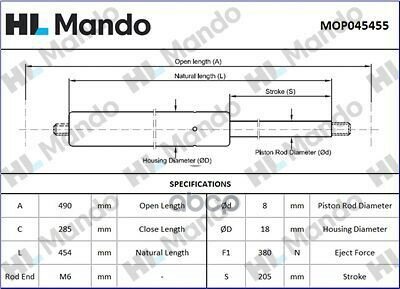 Амортизатор Капота Hyundai Sonata 01-> Mando арт. MOP045455