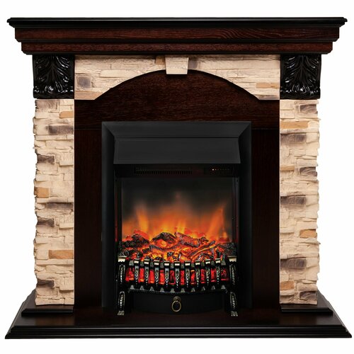 Электрокамин RealFlame DUBLIN CORNER ROCK STD/EUG AO-215 с очагом Fobos Lux Black (пульт) электрокамин realflame dublin rock corner ao с oregan 3d