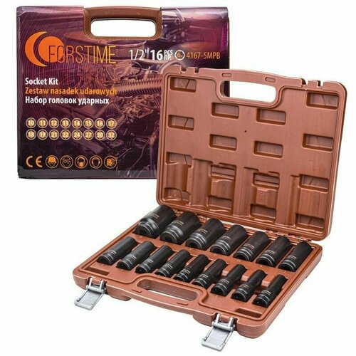Набор головок ударных глубоких 16 предметов, в кейсе FT-4167-5MPB