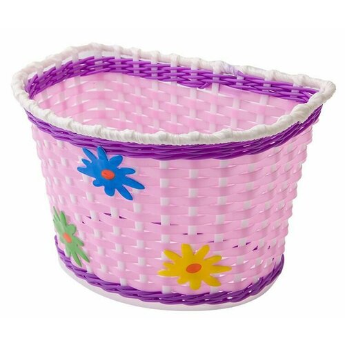 фото Велокорзина hl-bs02-4 передняя для детских велосипедов, пластиковая, розовая new (item:030) hualong