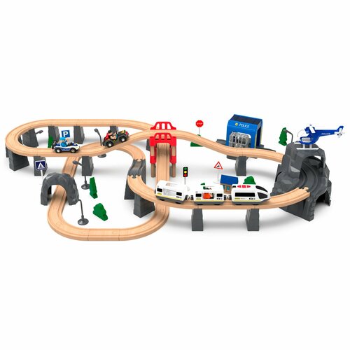 фото Железная дорога игрушечная, 98 см, дерево/пластик, электропоезд, game rail kuchenland