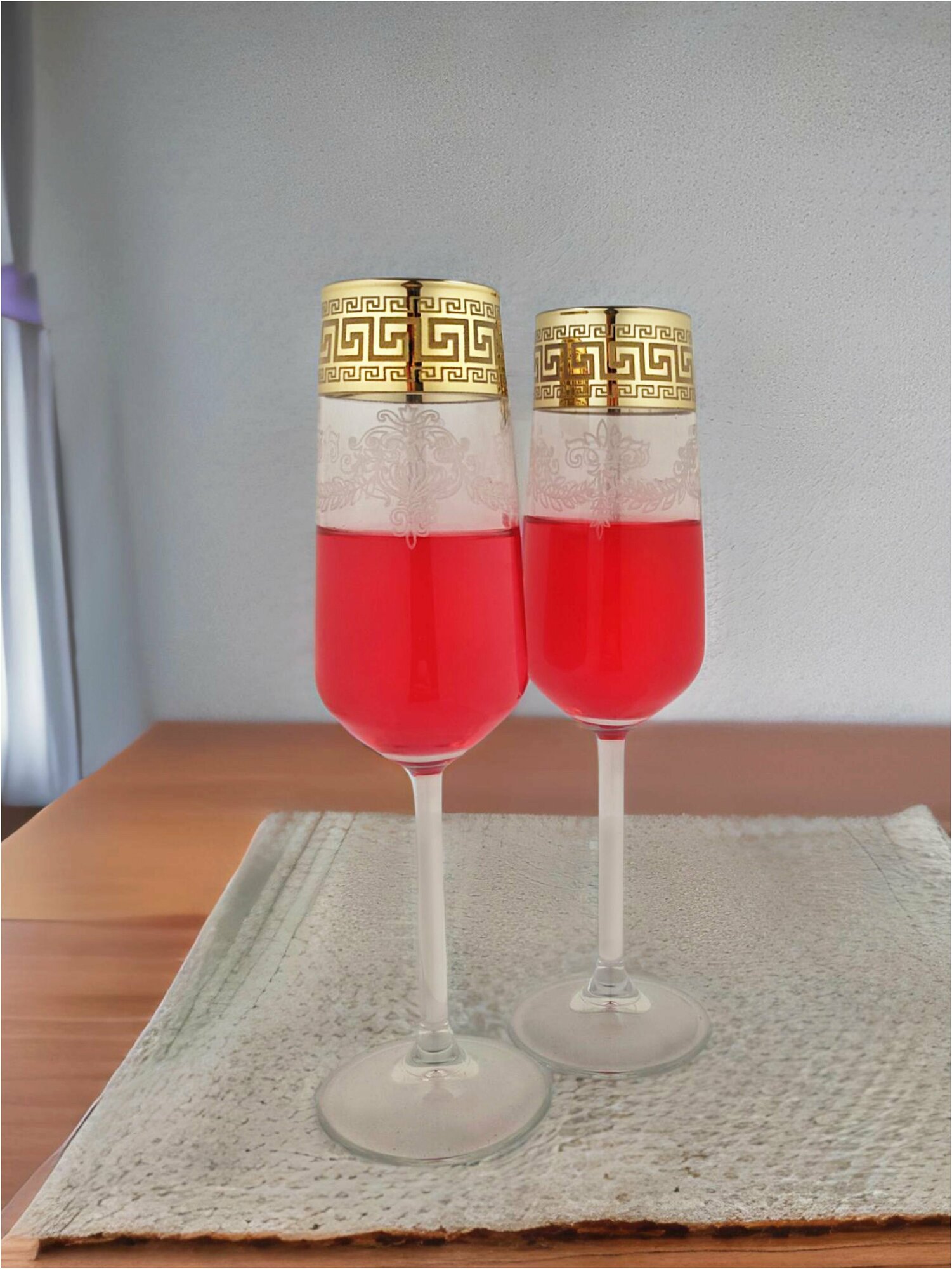 Подарочный набор бокалов / фужеров для шампанского с алмазной гравировкой PROMSIZ барокко, 195 мл, 2 шт.