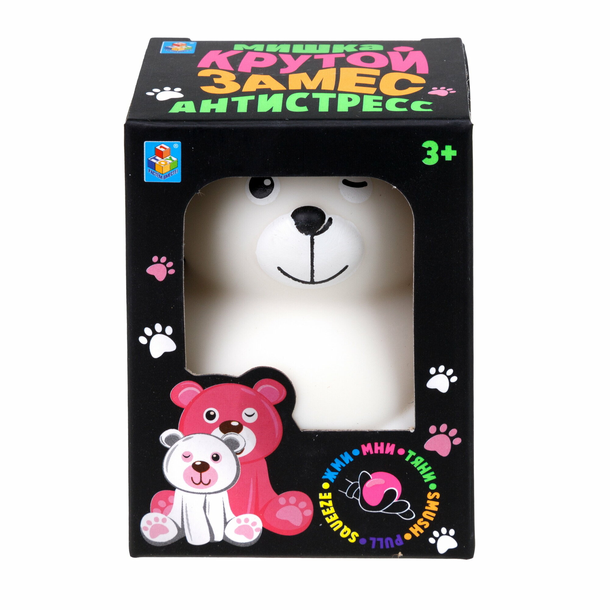 фото 1toy Крутой замес, белый милый мишка подмигивает 2 цв. в асс, 9*6,5*5,5см, в кор.