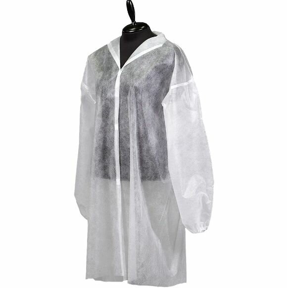 фото Халат одноразовый из нетканого материала, длина 110 см, на липучке, размер 52-54, 3 шт