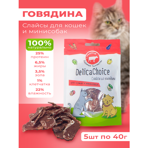 Слайсы для кошек и минисобак из говядины, DelicaChoice, 5шт.