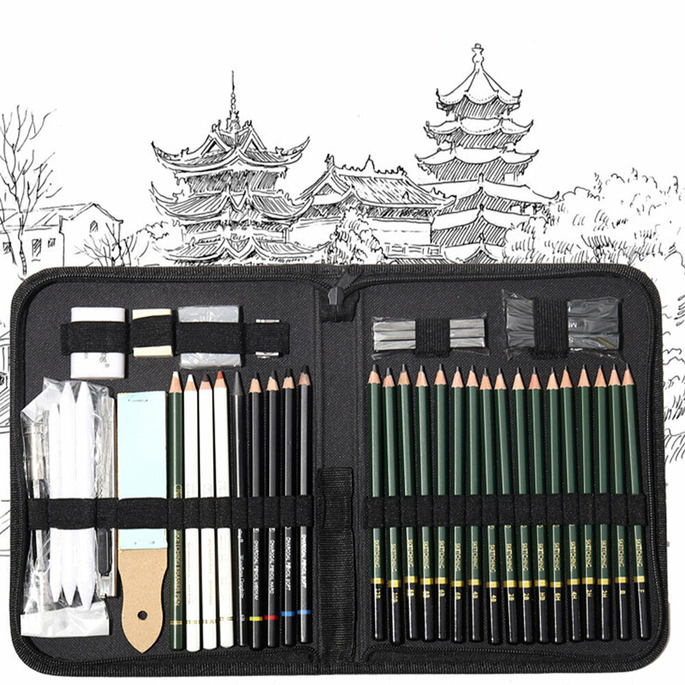 Художественный набор для творчества простых и угольных карандашей для скетчинга, рисования, черчения