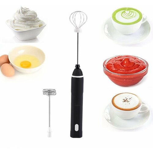 Мини миксер Капучинатор с двумя насадками Взбиватель пены Венчик электрический для кофе молока 699₽