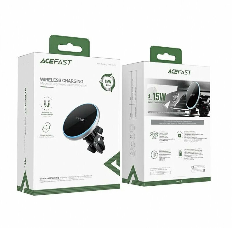 Автомобильный магнитный (MagSafe) держатель Acefast D3 с функцией беспроводной зарядки — фото 12