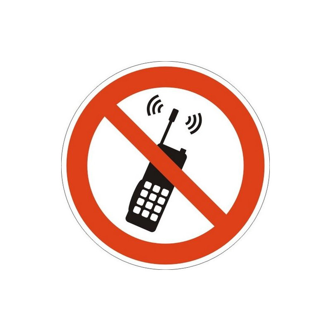 Технотерра Знак безопасности P18 Запрещается пользоваться мобильным телефоном плёнка 200х200