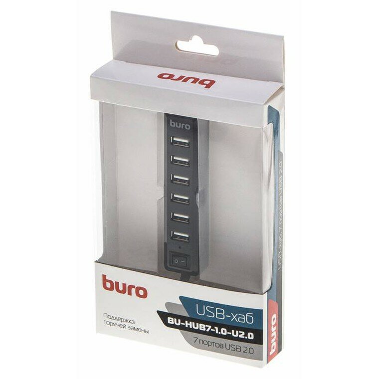 Разветвитель USB 20 Buro BU-HUB7-10-U20 черный