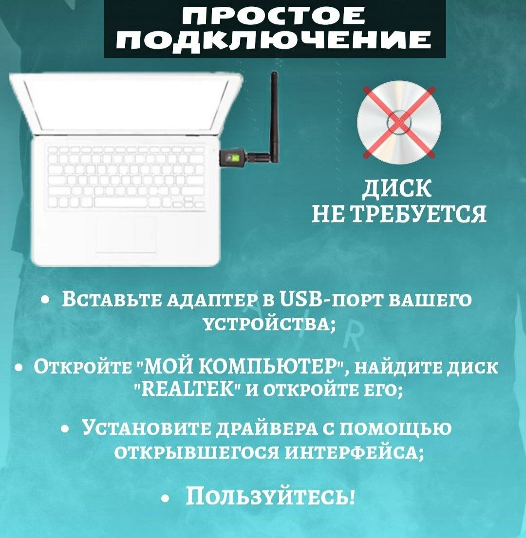 WiFi USB адаптер 5g с антенной высокоскоростной двудиапазонный Не требует установочный диск