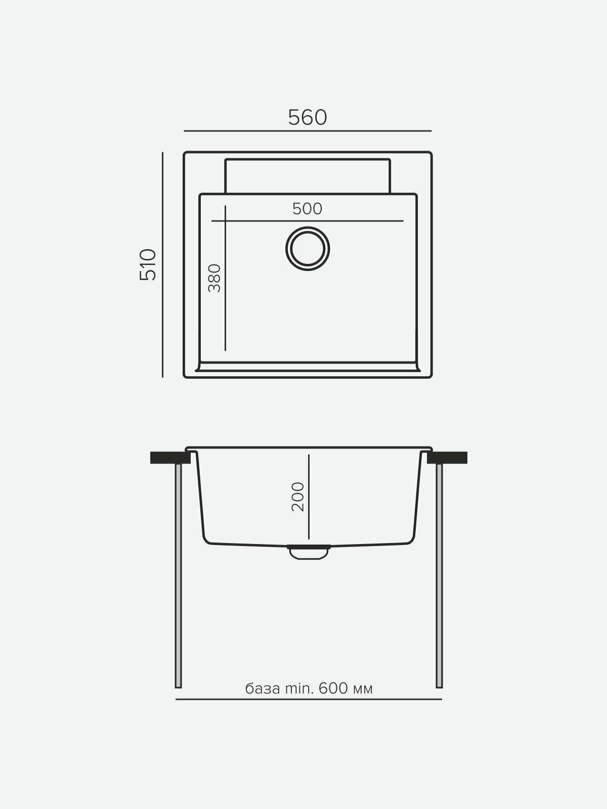 Кухонная мойка Polygran ARGO-560 Черный