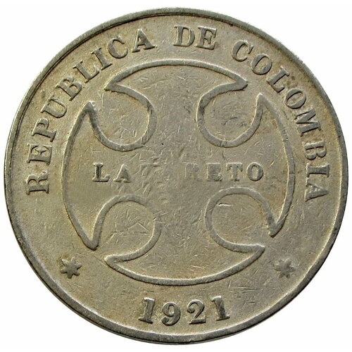 50 сентаво 1921 Колумбия Лепрозорий клуб нумизмат монета 50 сентаво колумбии 1928 года медь лепрозорий