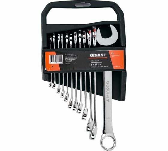 Набор комбинированных ключей Gigant 6 - 22 мм, 12 шт, полированный хром GDWSP-12