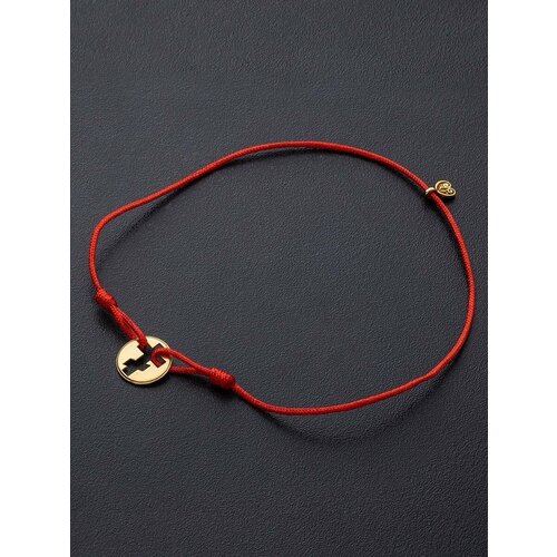 Браслет-нить Angelskaya925 Тонкий браслет красная нить на руку, серебро, 925 проба, золочение, длина 24 см.