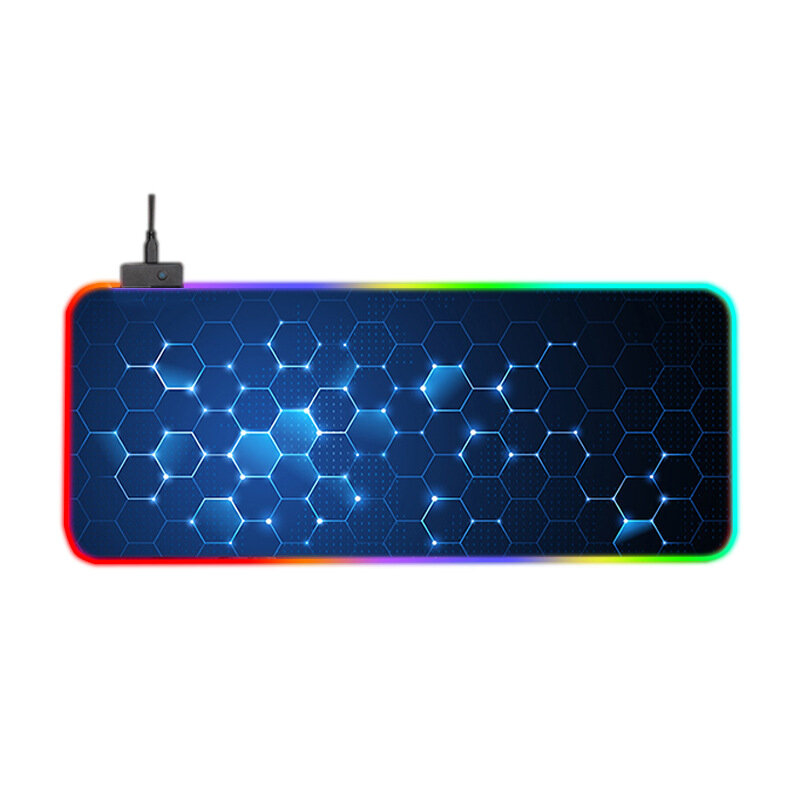 Игровой коврик для мыши и клавиатуры с RGB подцветкой 800х300х4 мм чёрный