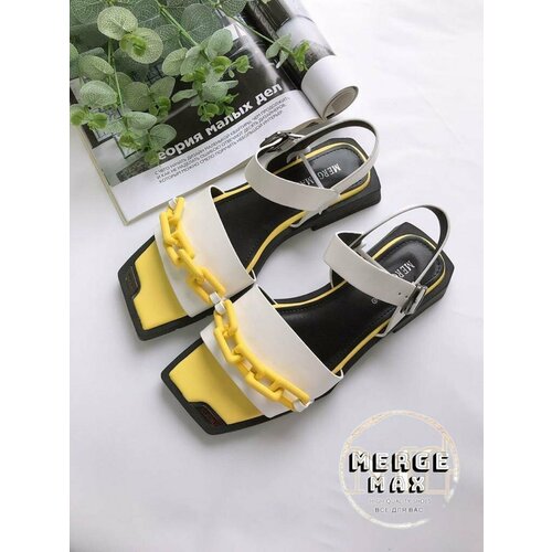 фото Босоножки mergemax, размер 41, белый, черный