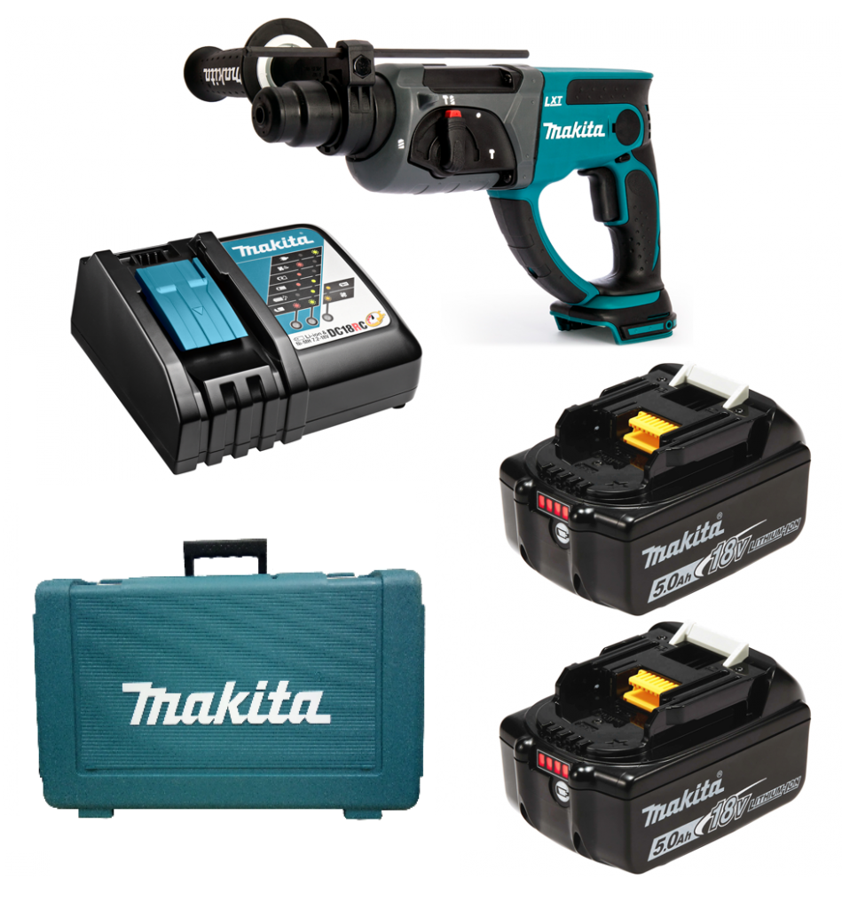 Аккумуляторный перфоратор 3-х режимный SDS+ Makita DHR202RTE (18V, 2x5Ah, Li-Ion)