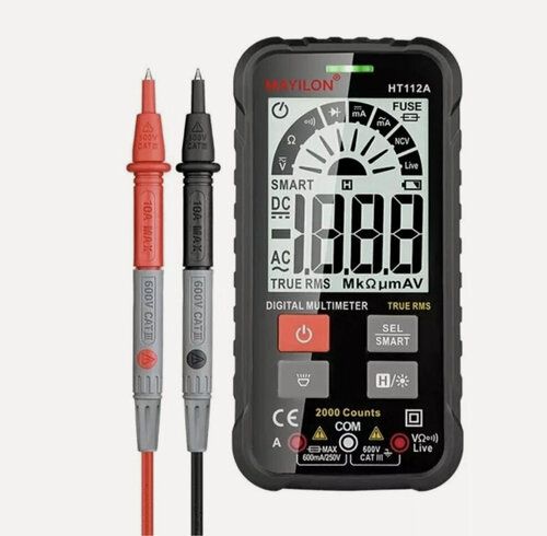 Изображение товара Цифровой смарт-мультиметр HABOTEST HT112B, автомобильный диапазон ДММ вольтметр True RMS NCV вольтметр 6000