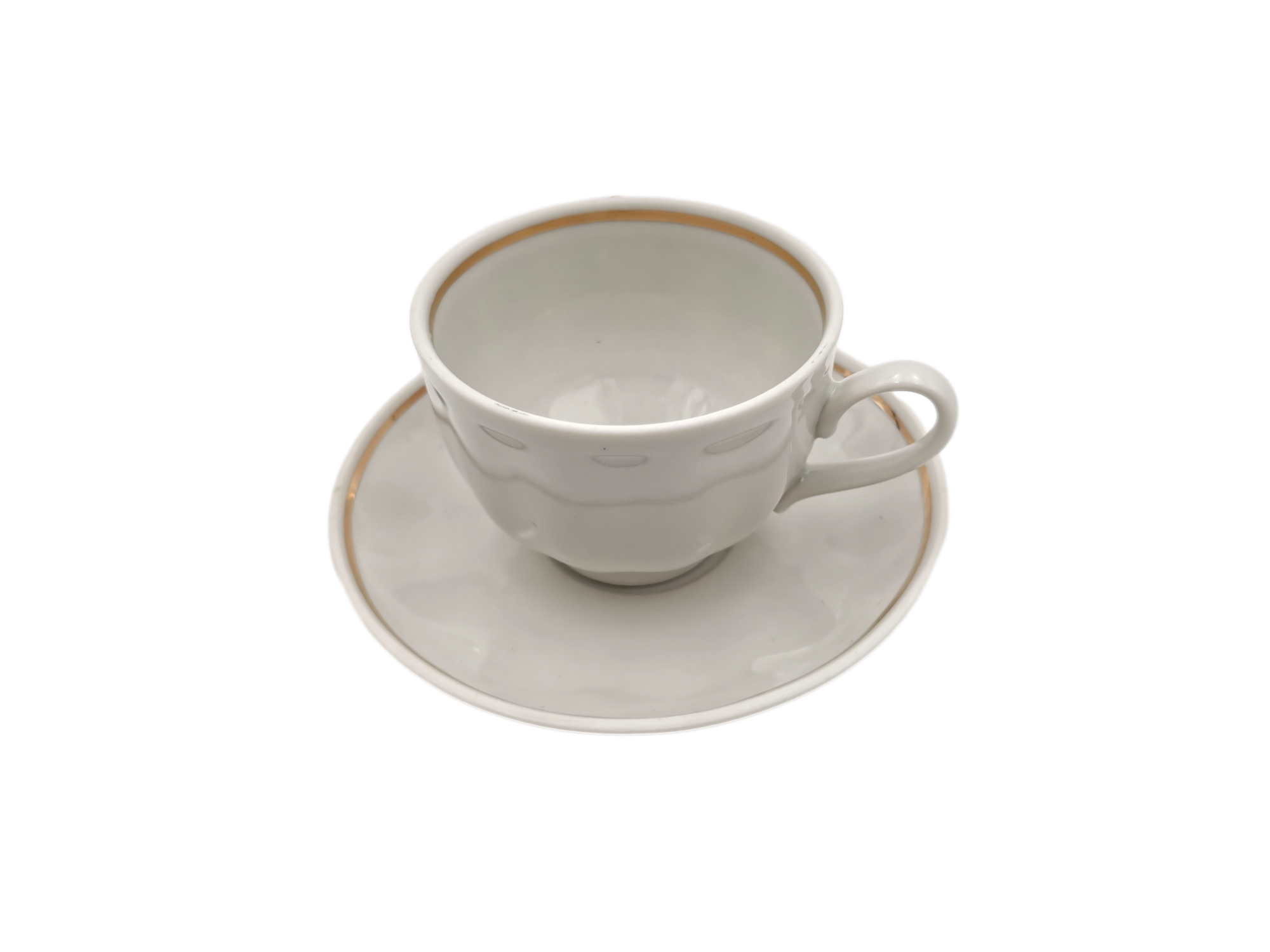 фото Кофейная пара, чашка 130мл с блюдцем, белая, отводка золотом, Дулевскией фарфор