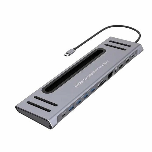 OntenРазветвитель адаптер переходник концентратор Type-C HUB OTN-9199 док станция 12в1 серый 8300₽