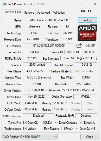 Видеокарта AMD Rаdеоn RХ 580 8гб