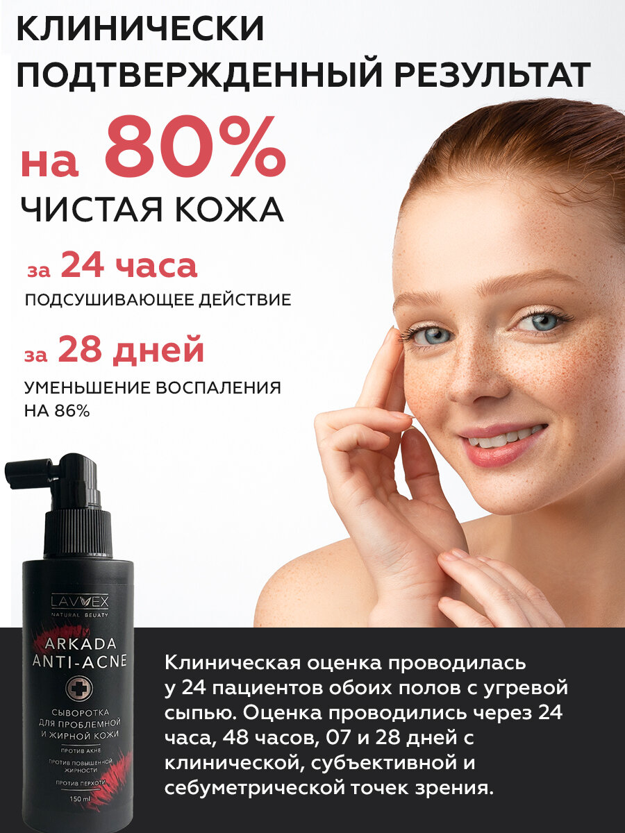 Сыворотка-спрей ANTI ACNE ARKADA для проблемной и жирной кожи лица и тела, от прыщей и акне 150мл — фото 1