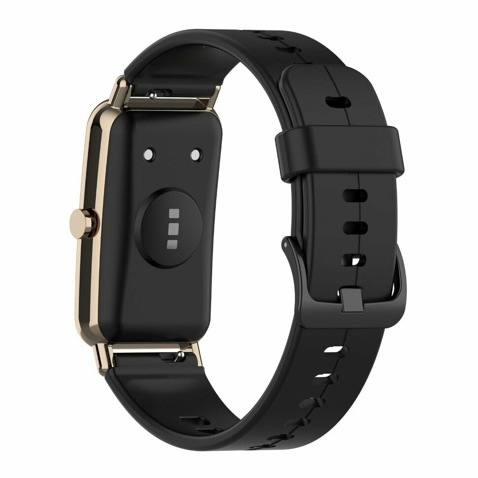 фото Силиконовый ремешок для Huawei Watch Fit Mini и часов с креплением 16мм (черный)