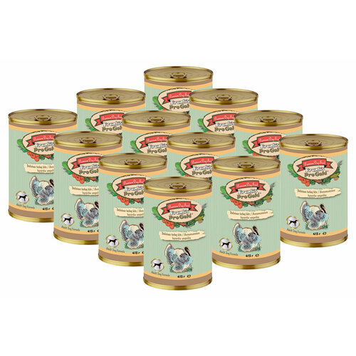 FRANK'S PROGOLD DOG для взрослых собак с аппетитными кусочками индейки (415 гр х 12 шт)