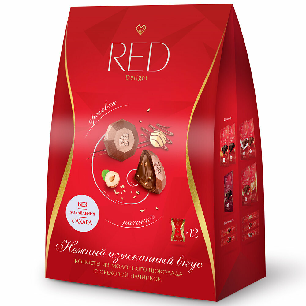 Шоколад Red Delight Молочный с ореховой начинкой 132г Chocolette Confectionary - фото №20