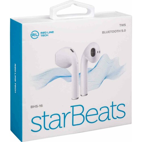 Беспроводные bluetooth-наушники Red Line с микрофоном TWS BHS 16, Star Beats, белый