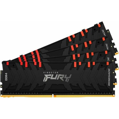 Оперативная память для компьютера 64Gb (4x16Gb) PC4-28800 3600MHz DDR4 DIMM CL16 Kingston Fury Renegade RGB KF436C16RB1AK4/64