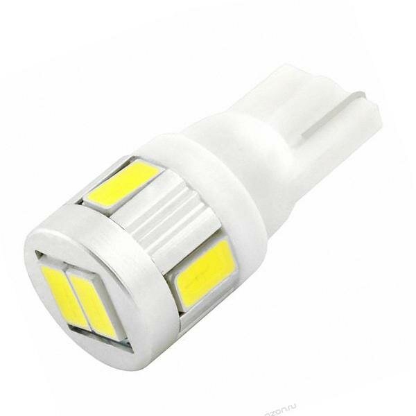 Лампа светодиодная T10 (W5W) 12V 6 SMD диодов 1-конт. белая SKYWAY (ST10-6SMD-5630)