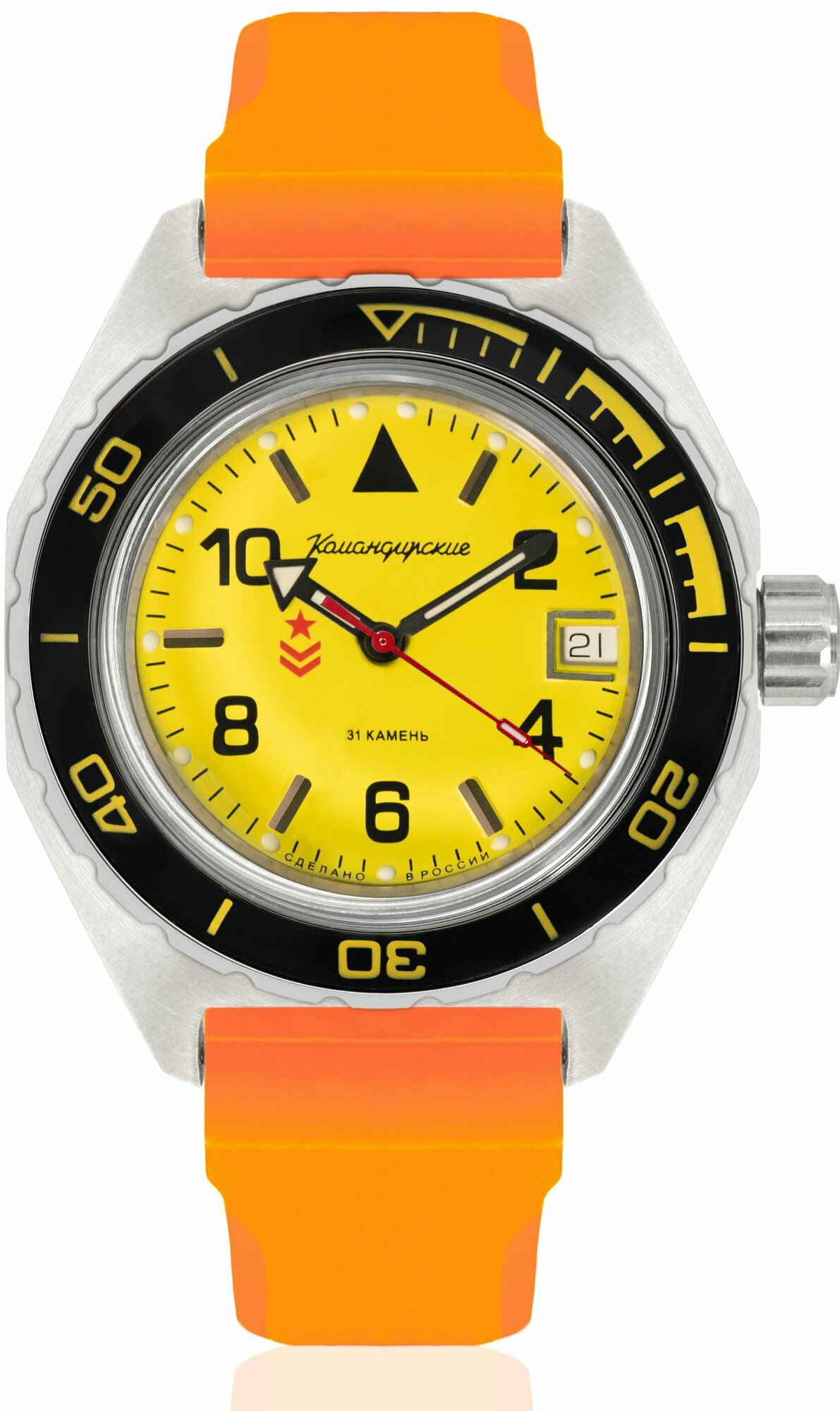 Наручные часы Восток Командирские Наручные механические часы с автоподзаводом Восток Командирские 650855 resin orange 
