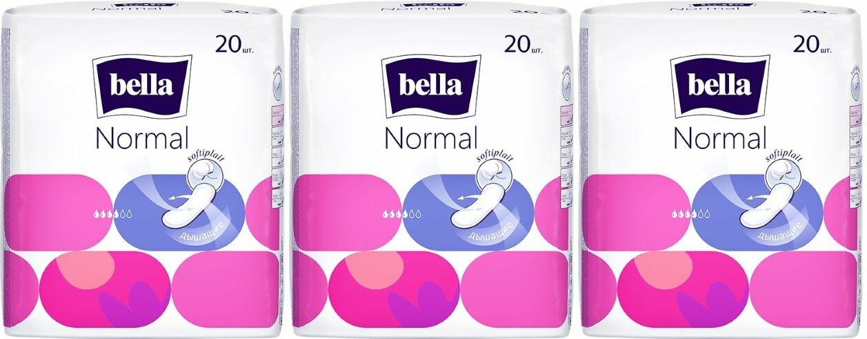 BELLA Прокладки Normal softiplait, 20 шт, 3 уп.