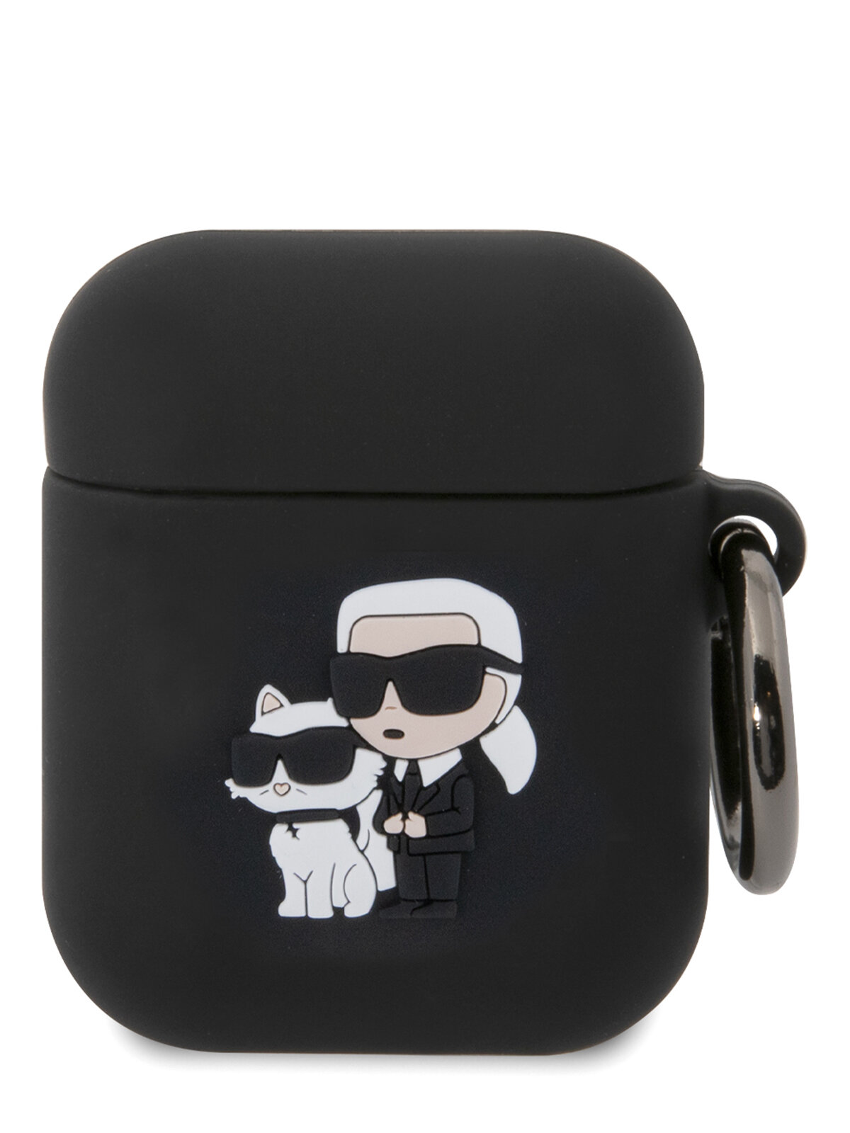 Lagerfeld для Airpods 1/2 чехол Silicone case with ring NFT Karl & Choupette Black