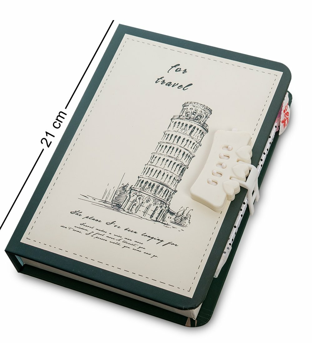 Блокнот с ручкой "Записки путешественника" в коробке с замком