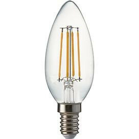 Светодиодная LED лампа Ecola candle LED Premium 6,0W 220V E14 6000K 360° filament прозр. нитевидная свеча (Ra 80, 100 Lm/W, КП=0) 96х37 N4QD60ELC