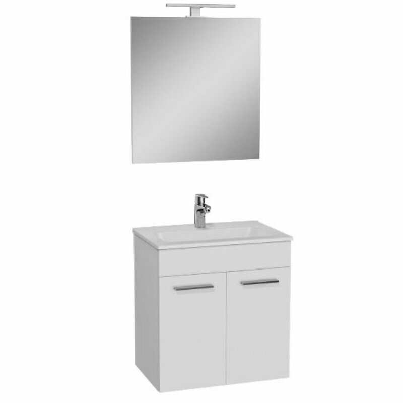 фото VitrA Комплект мебели Vitra 75023 Mia: тумба, раковина, зеркало c подсветкой, белый