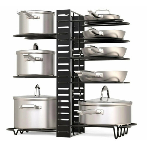 Полка стеллаж держатель для кухонной посуды двойной 8 ярусов