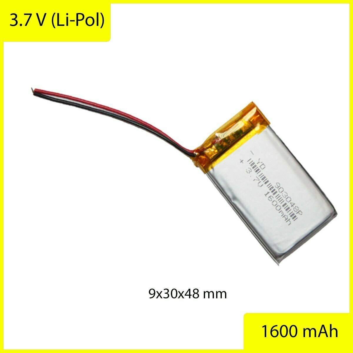 Аккумулятор универсальный премиум 903048p 3,7v Li-Pol 1800 mAh (9*30*48 mm)