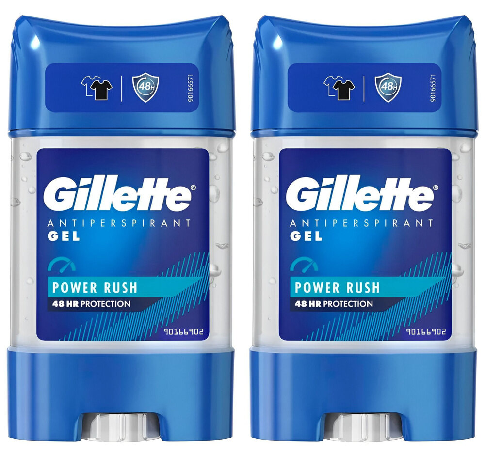 Gillette гелиевый дезодорант антиперспирант Power Rush 2х70мл.