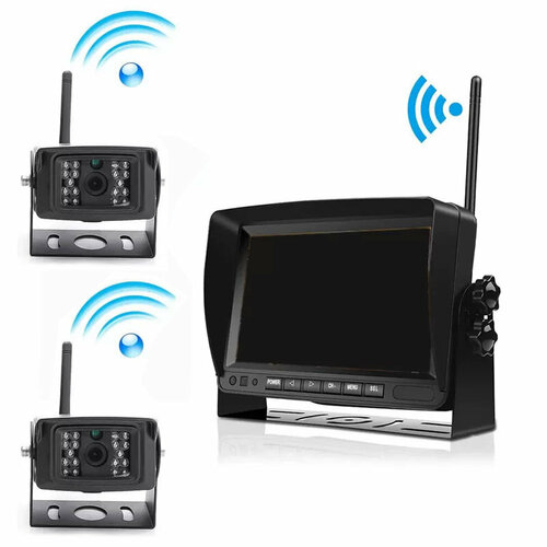 HD беспроводные камеры заднего вида 2 штуки для грузовиков 1224В с монитором 7 22000₽