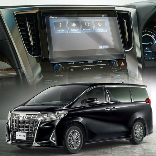 Защитное гибридное стекло Krutoff для экрана мультимедии Toyota Alphard 3 рестайлинг 2017 - 2022