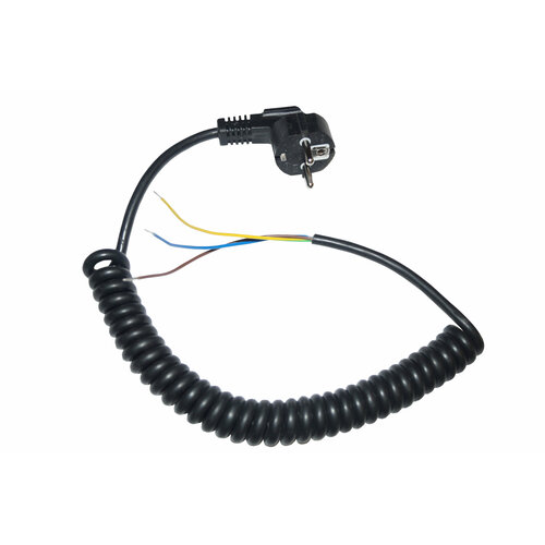 Спиральный кабель полиуретановый с евровилкой 3х0,75 для электрических полотенцесушителей и других стационарно устанавливаемых бытовых приборов