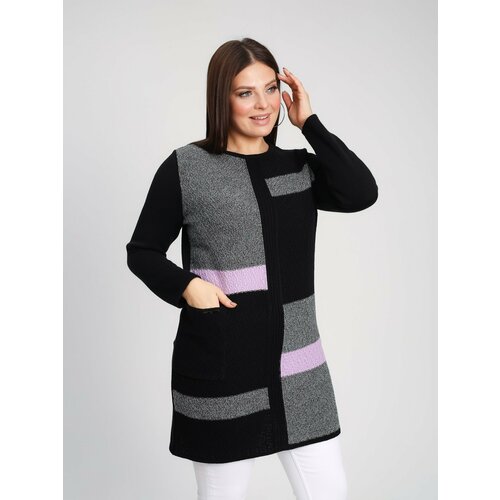 фото Свитер bonadi, размер 50, фиолетовый, черный