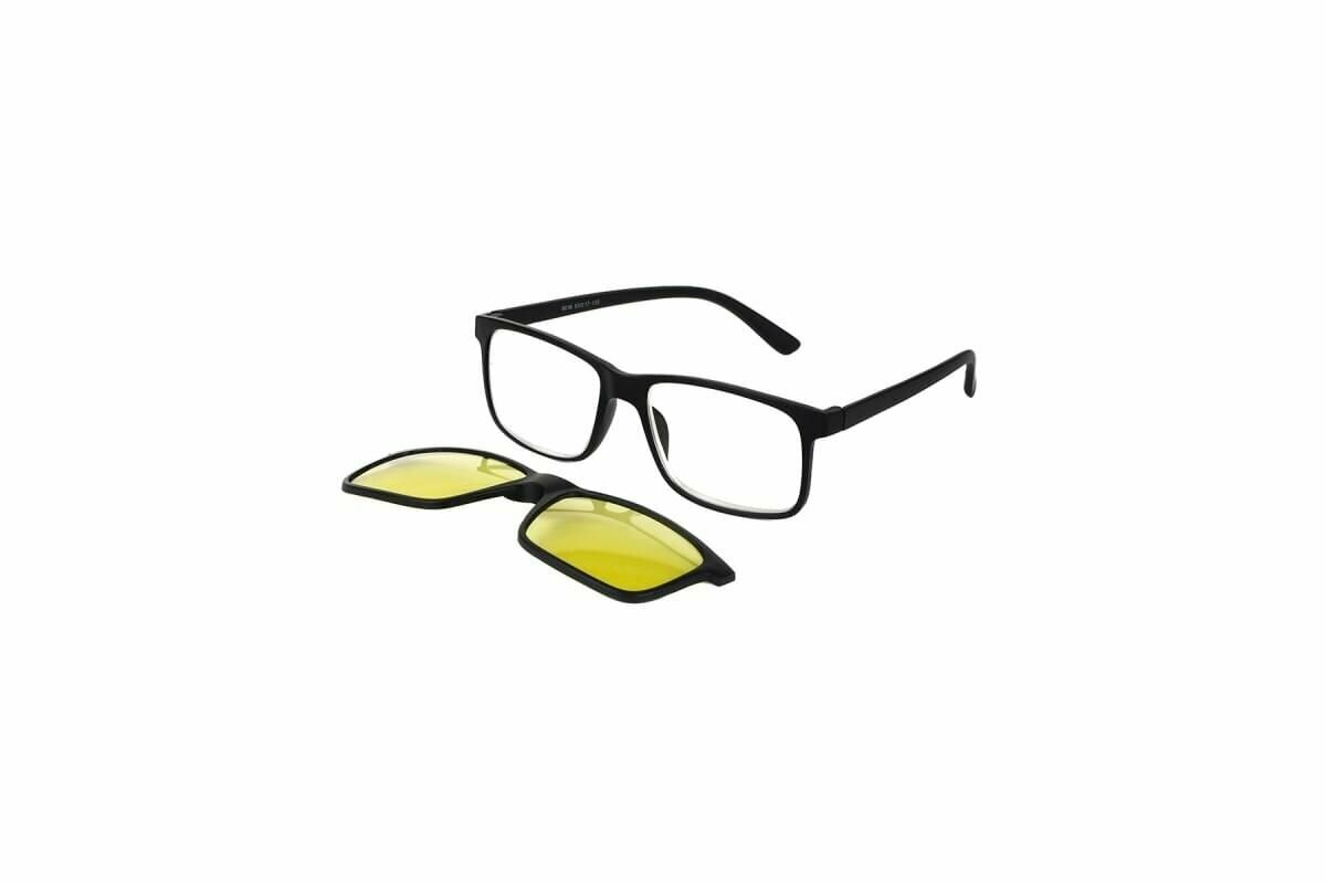 Готовые очки Sunshine 9016-1 Черные с насадкой 4 в 1 антифара фотохром блю-блокер polarized