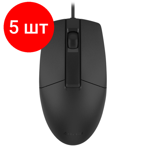 Комплект 5 штук, Мышь компьютерная A4Tech (OP-330S (BLACK)) оптическая (1200dpi/3but) мышь проводная a4tech op 330s чёрный